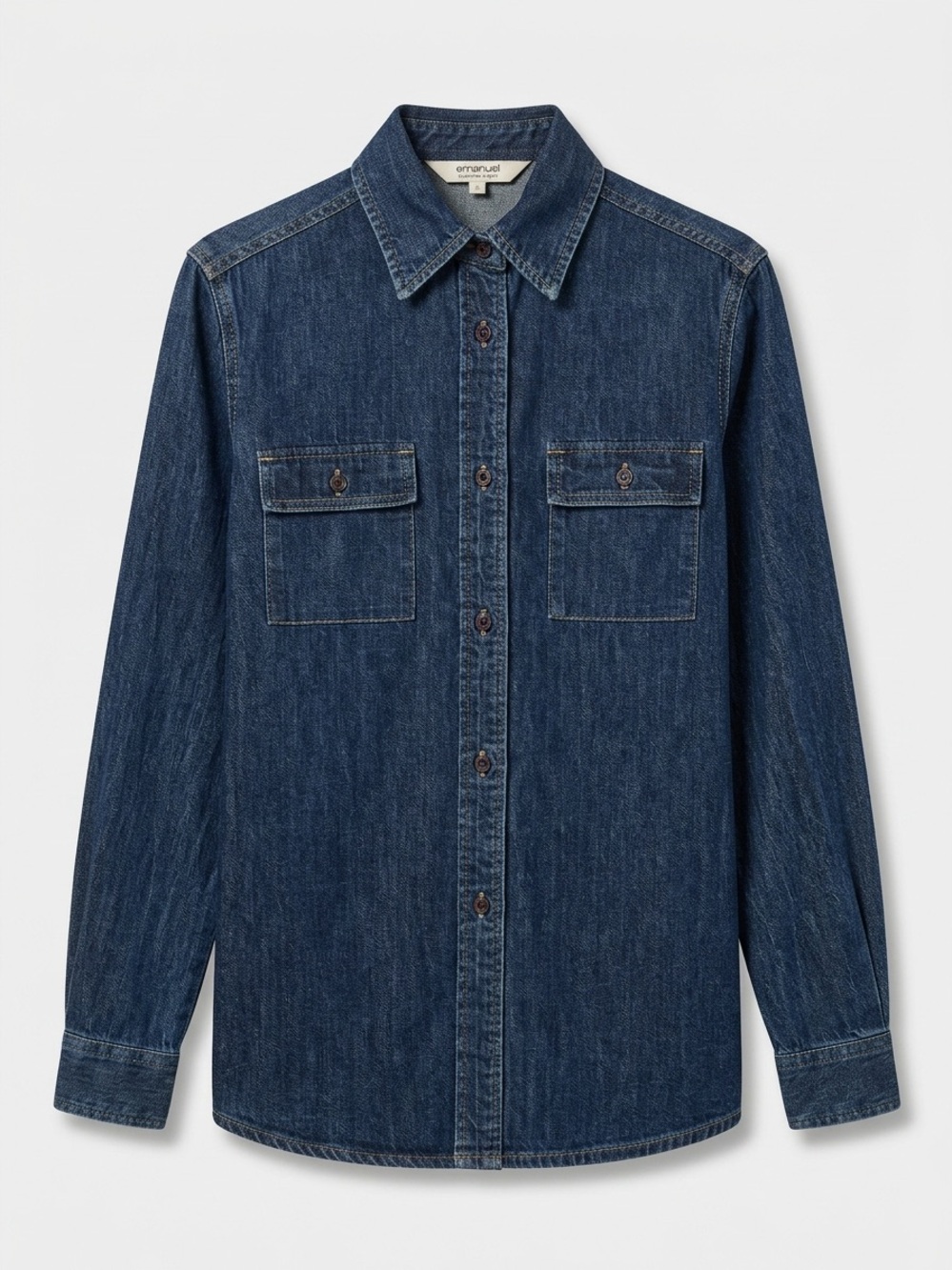 Emanuel by Emanuel Ungaro Dark Wash Denim Button-Down Shirt Excellent Condition - Picture 1 of 2